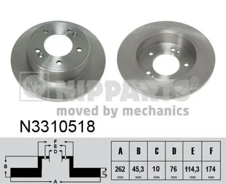 Jeu de 2 Disques de frein NIPPARTS N3310518