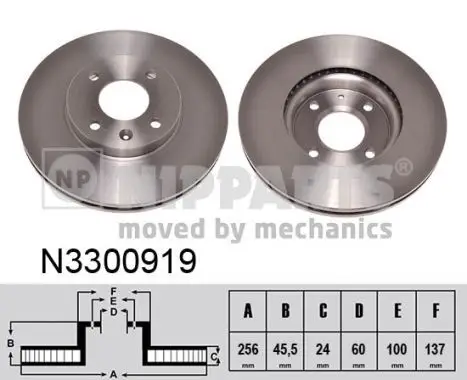 Jeu de 2 Disques de frein NIPPARTS N3300919