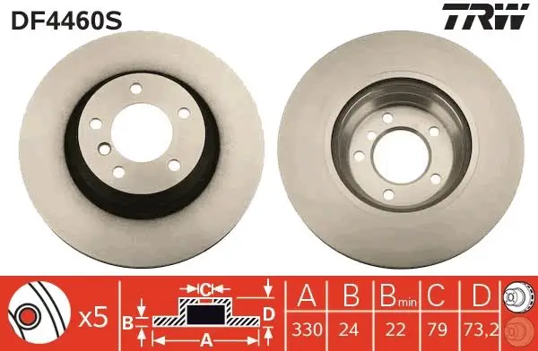 Jeu de 2 Disques de frein TRW DF4460S