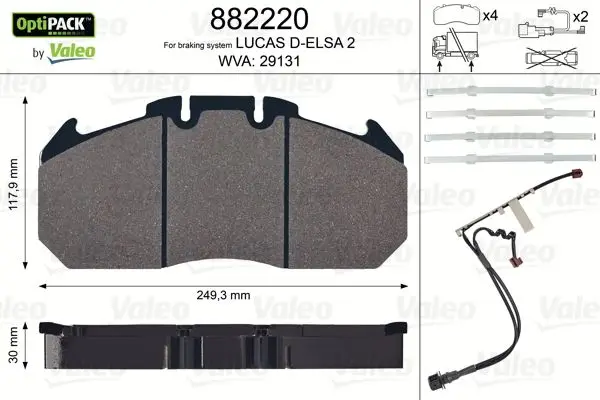 Kit de plaquettes de frein VALEO 882220
