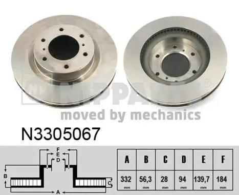 Jeu de 2 Disques de frein NIPPARTS N3305067