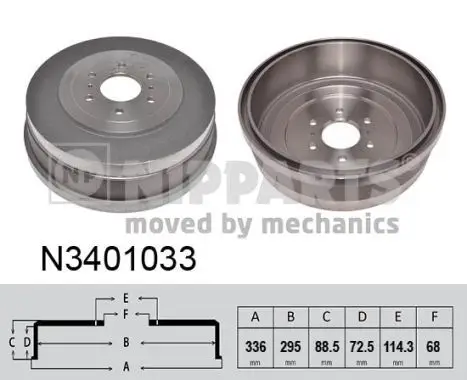 Jeu de 2 Tambour de frein NIPPARTS N3401033
