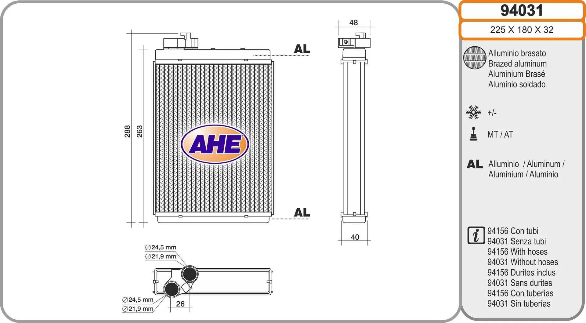 Radiateur chauffage AHE 94031