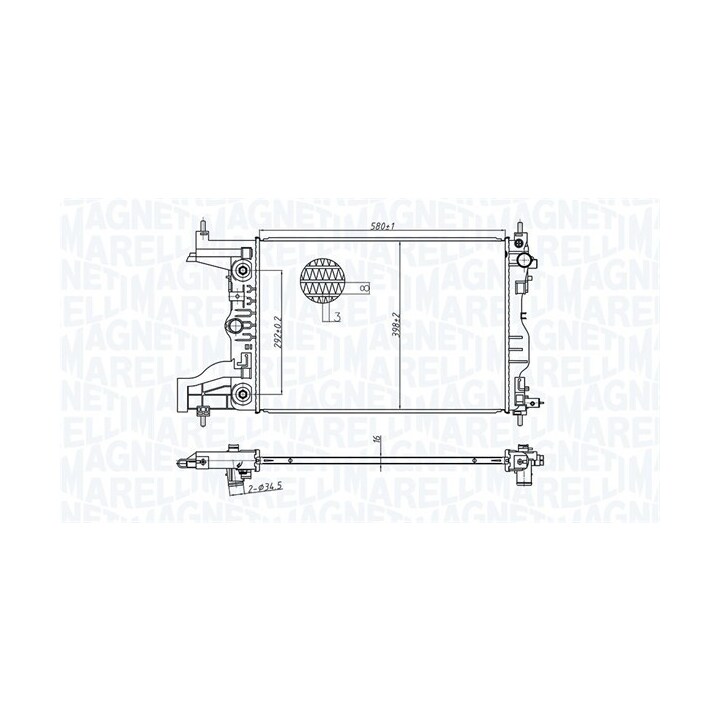 Radiateur, refroidissement du moteur MAGNETI MARELLI 350213179700