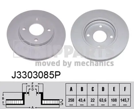 Jeu de 2 Disques de frein NIPPARTS J3303085P