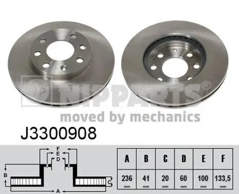 Jeu de 2 Disques de frein NIPPARTS J3300908