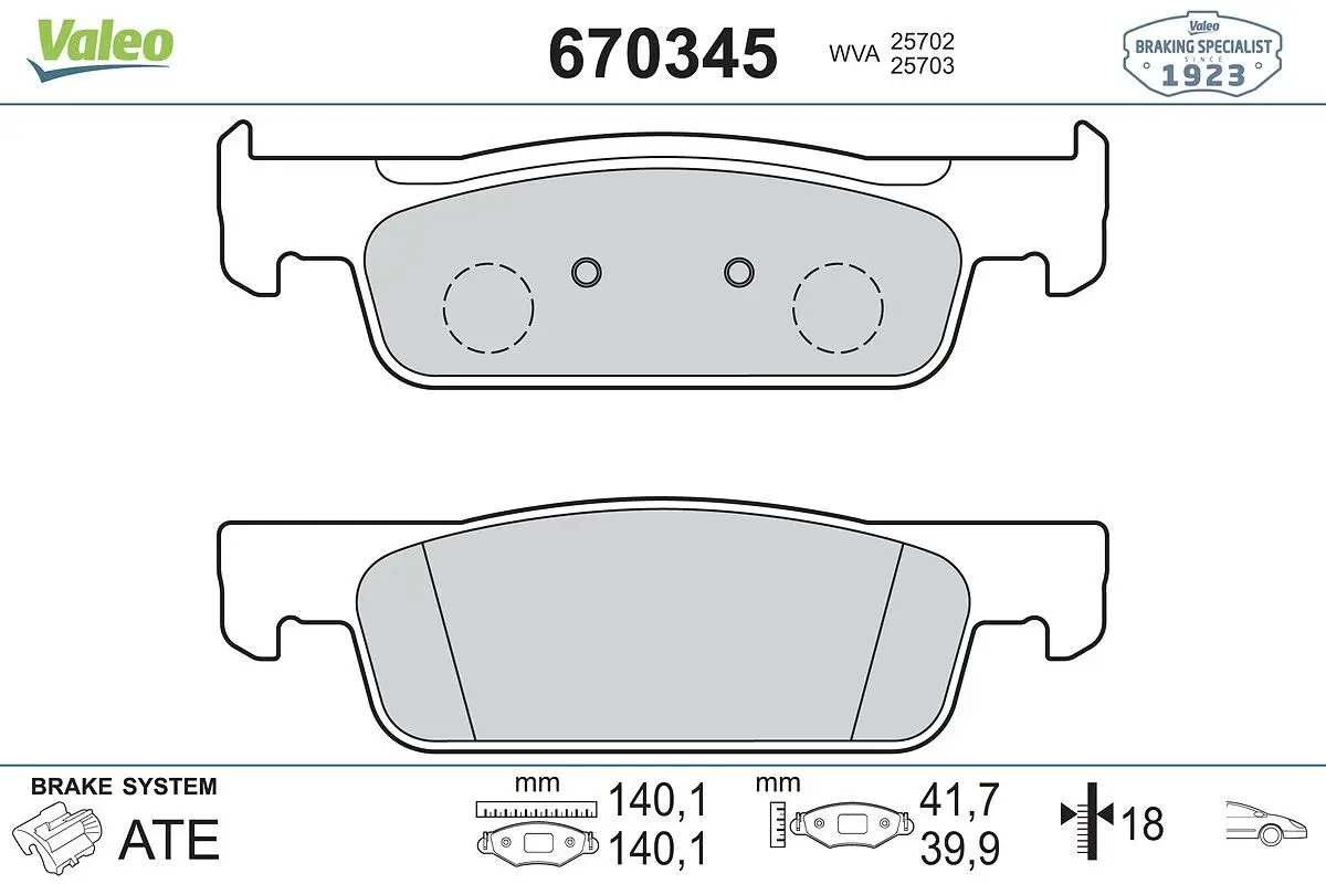 Kit de plaquettes de frein VALEO 670345