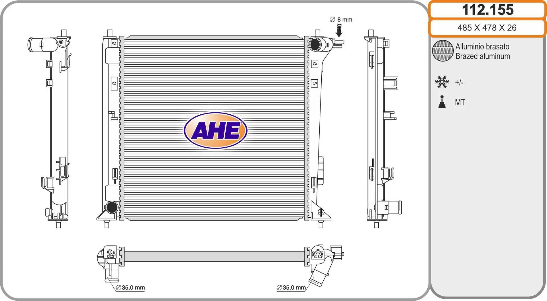 Radiateur, refroidissement du moteur AHE 112.155