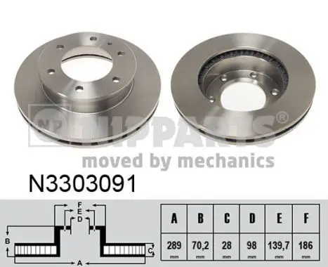 Jeu de 2 Disques de frein NIPPARTS N3303091