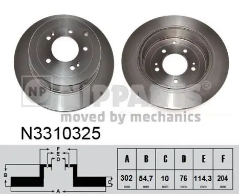 Jeu de 2 Disques de frein NIPPARTS N3310325