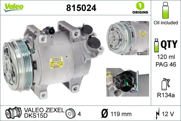 Compresseur, climatisation VALEO 815024
