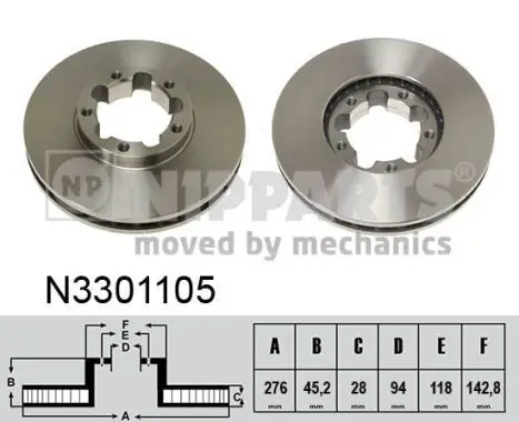 Jeu de 2 Disques de frein NIPPARTS N3301105