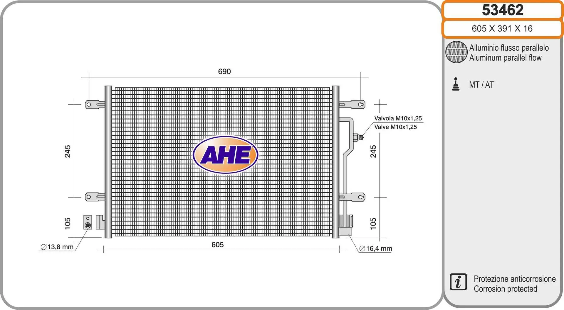 Radiateur climatisation AHE 53462
