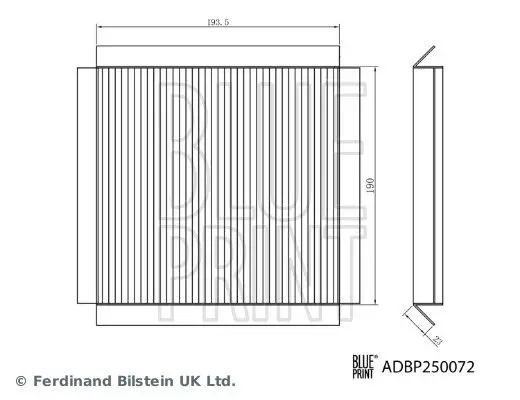 Filtre habitacle BLUE PRINT ADBP250072