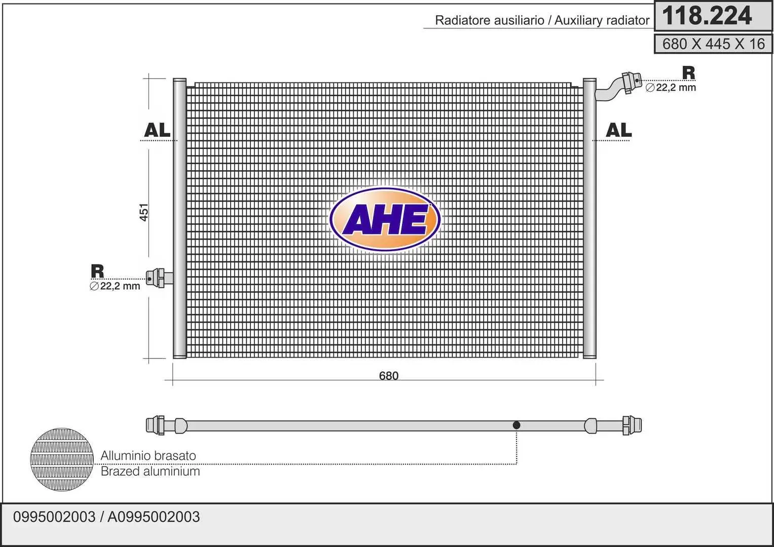 Radiateur, refroidissement du moteur AHE 118.224