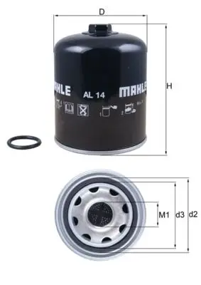 Cartouche de dessicateur, système d'air comprimé MAHLE ORIGINAL AL 14