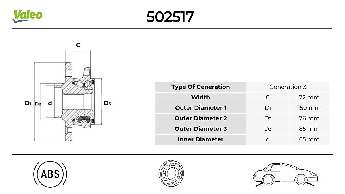 Kit de roulements de roue VALEO 502517