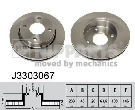 Jeu de 2 Disques de frein NIPPARTS J3303067