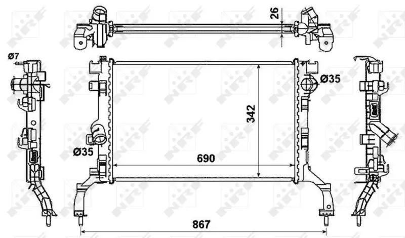 Radiateur, refroidissement du moteur NRF 53967