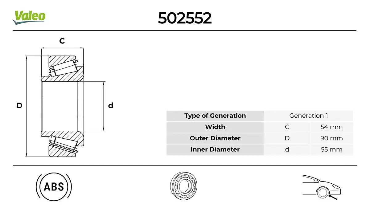 Kit de roulements de roue VALEO 502552