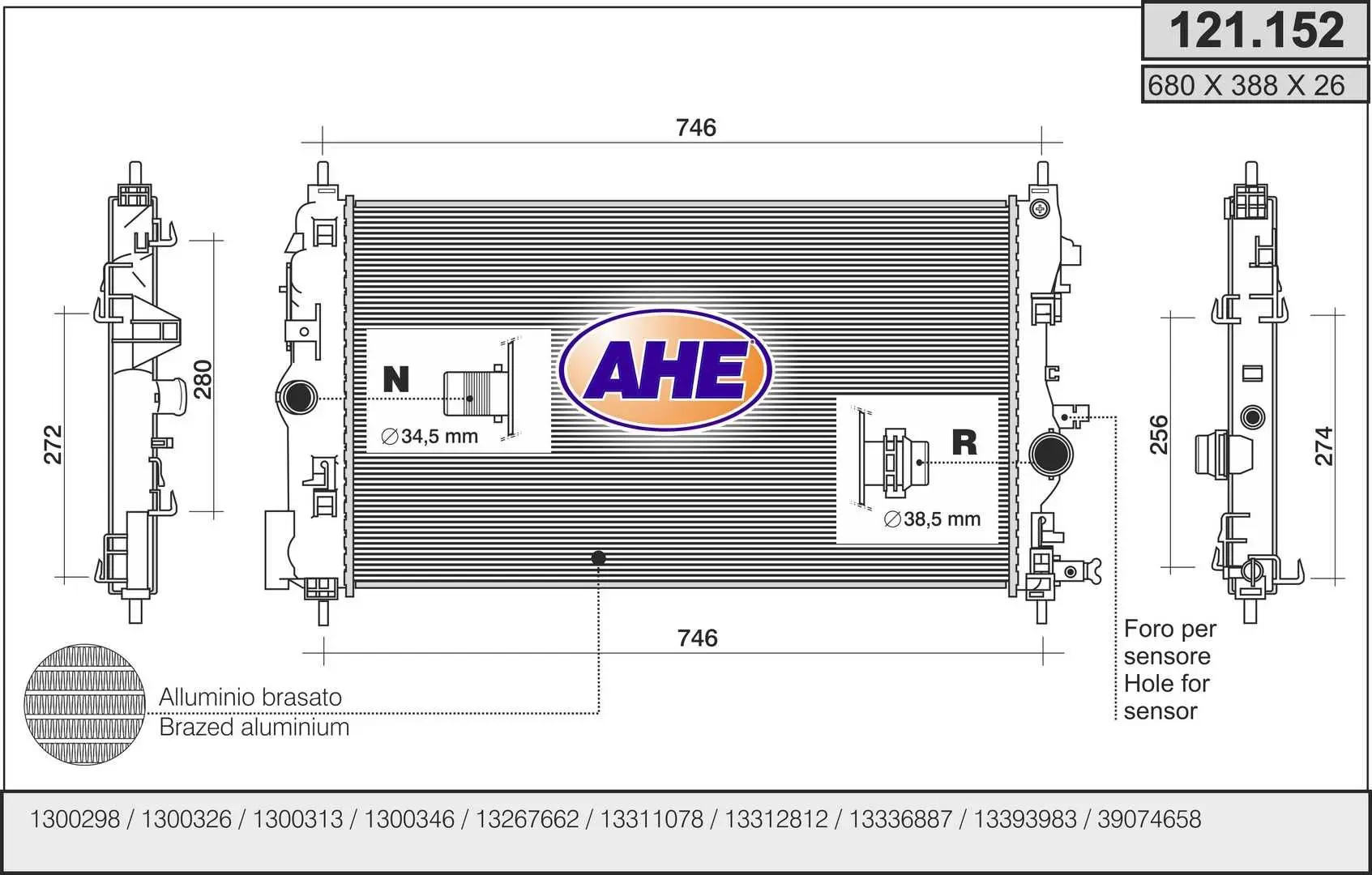 Radiateur, refroidissement du moteur AHE 121.152