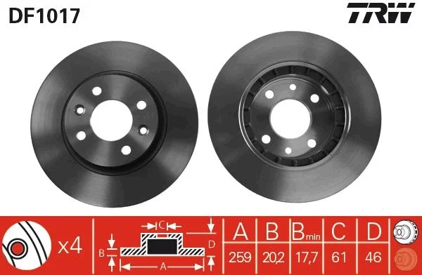 Disque de frein TRW DF1017