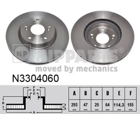 Jeu de 2 Disques de frein NIPPARTS N3304060