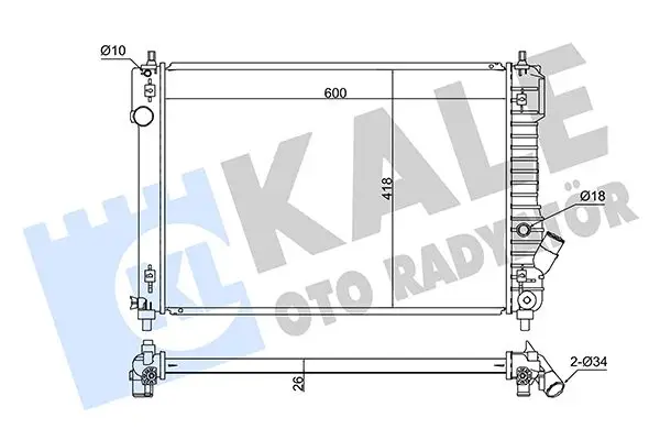 Radiateur, refroidissement du moteur KALE OTO RADYATÖR 355000