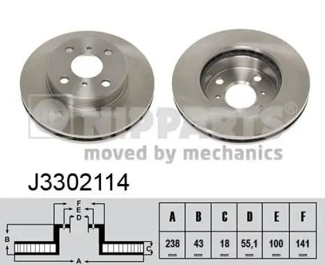 Jeu de 2 Disques de frein NIPPARTS J3302114