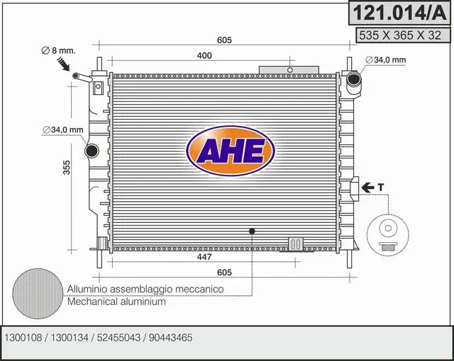 Radiateur, refroidissement du moteur AHE 121.014/A
