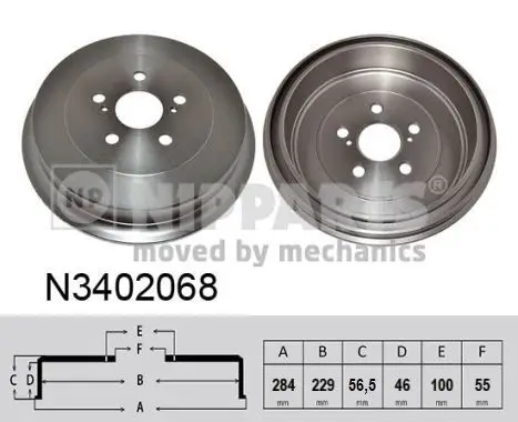 Jeu de 2 Tambour de frein NIPPARTS N3402068