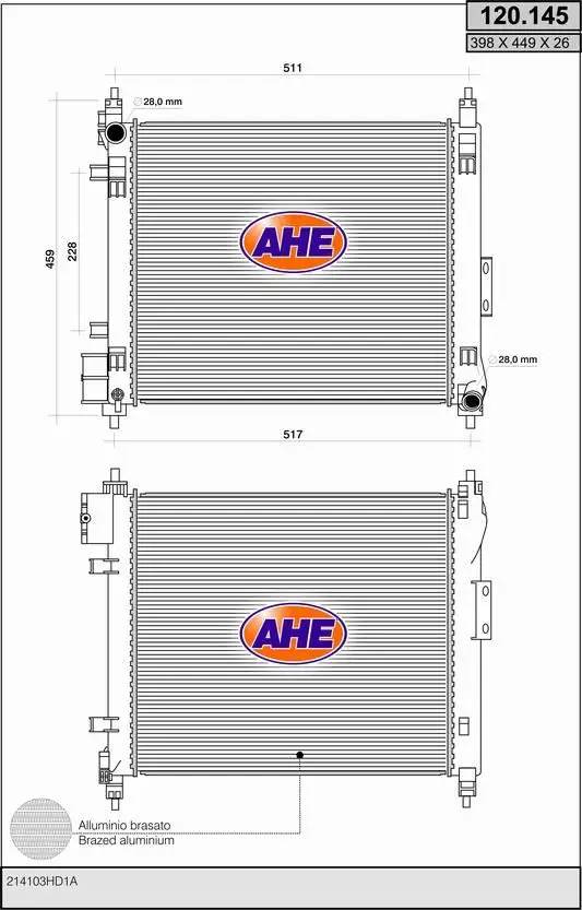 Radiateur, refroidissement du moteur AHE 120.145