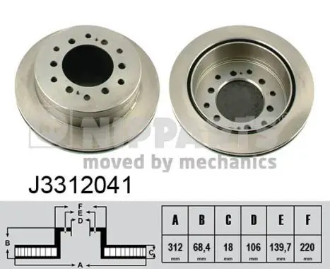 Jeu de 2 Disques de frein NIPPARTS J3312041