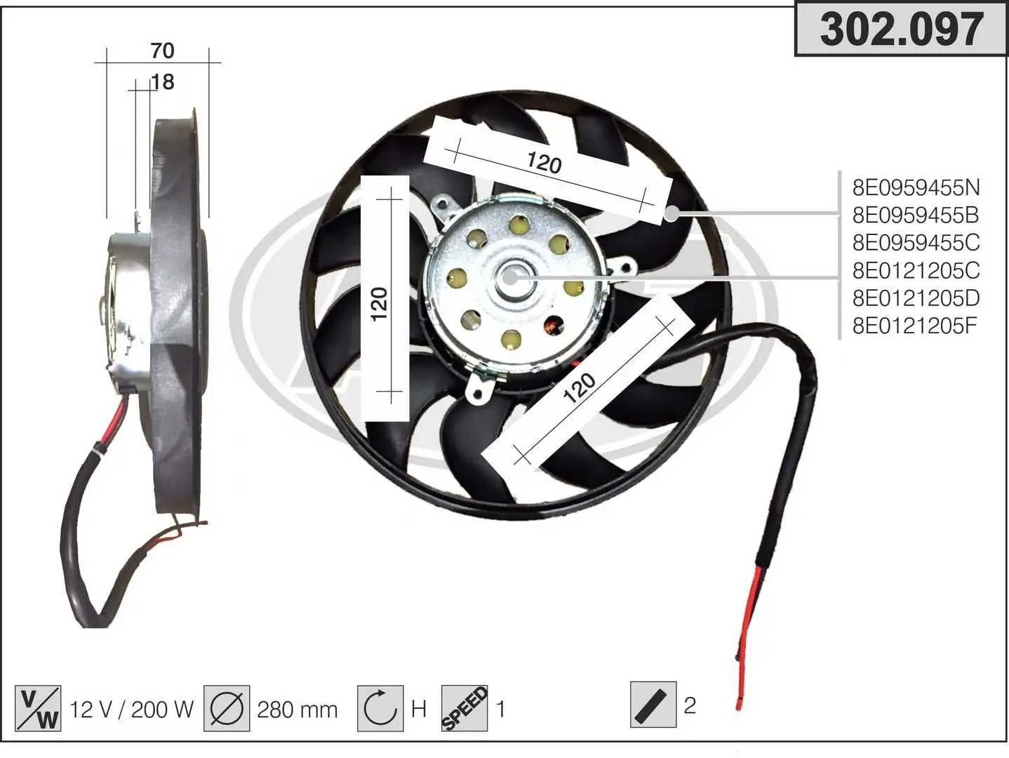Ventilateur, refroidissement du moteur AHE 302.097