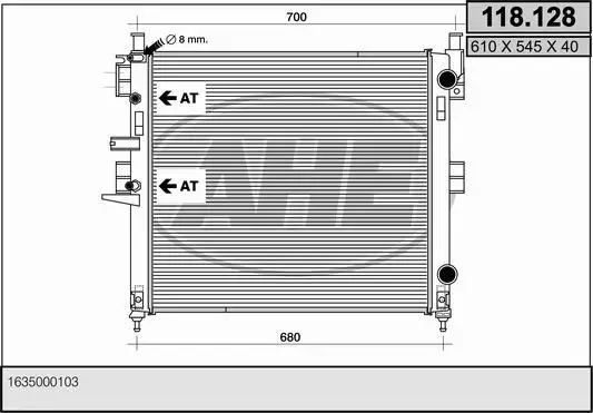 Radiateur, refroidissement du moteur AHE 118.128