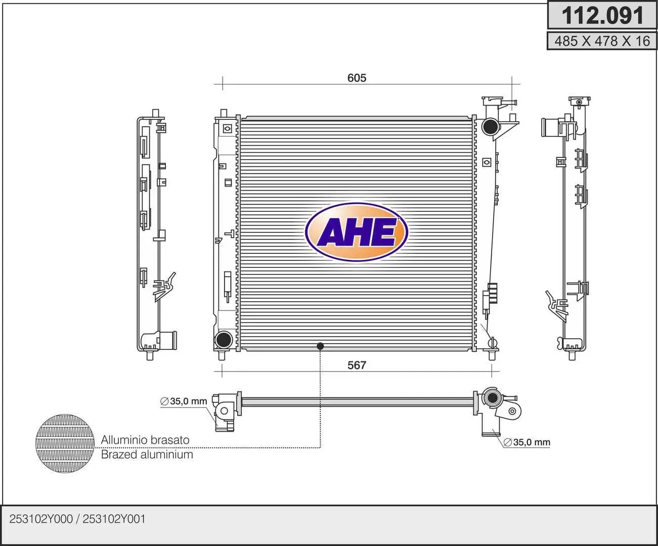 Radiateur, refroidissement du moteur AHE 112.091