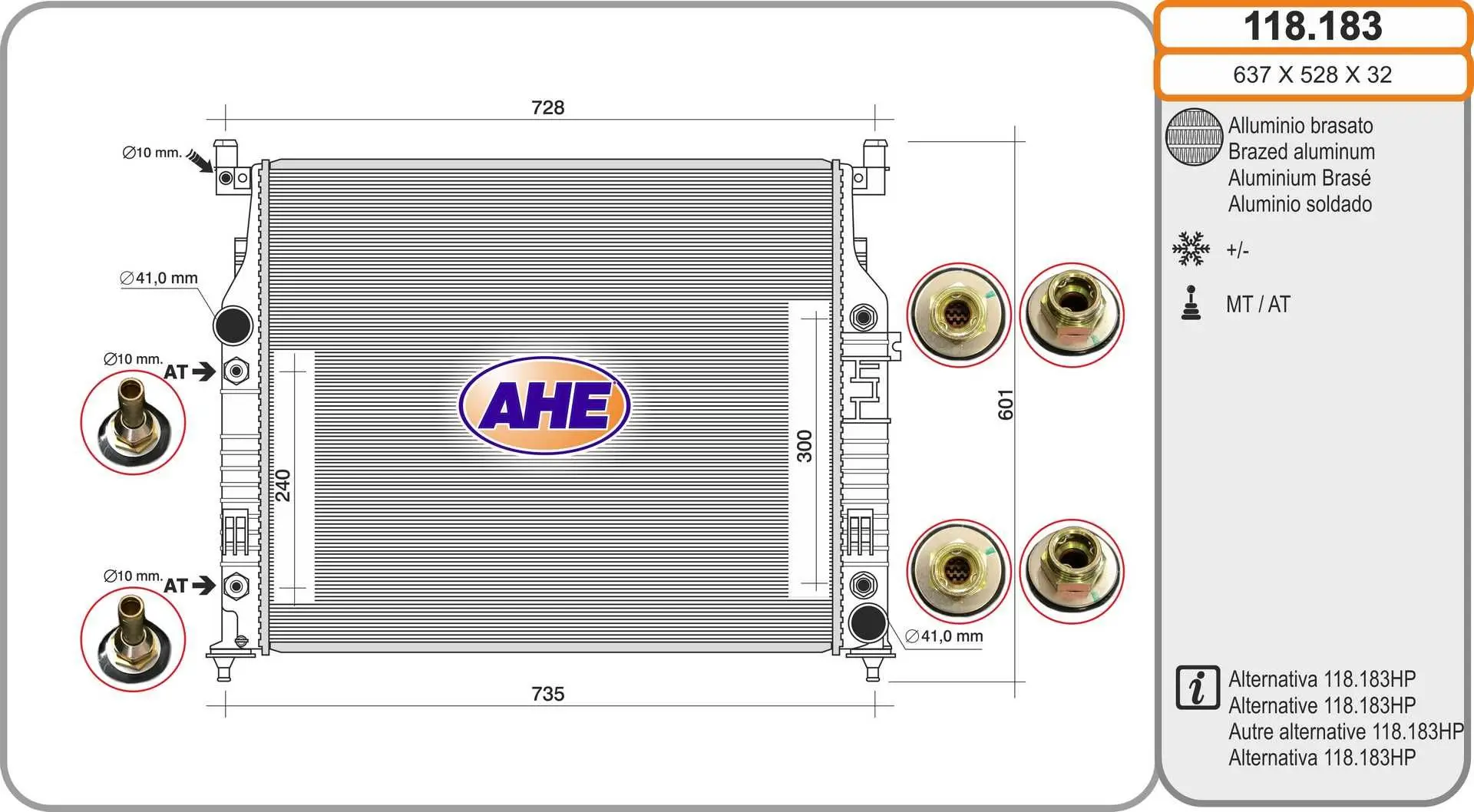 Radiateur, refroidissement du moteur AHE 118.183