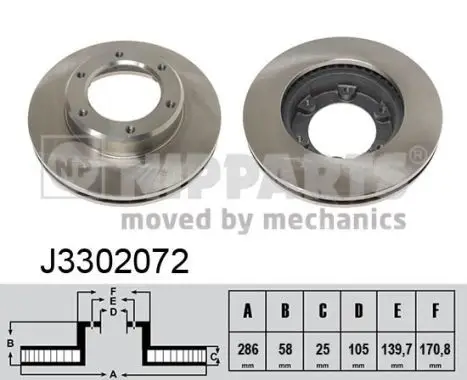 Jeu de 2 Disques de frein NIPPARTS J3302072