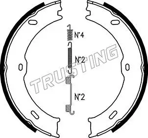 Jeu de mâchoires de frein, frein de stationnement TRUSTING 052.133K