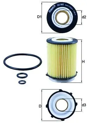 Filtre à huile MAHLE ORIGINAL OX 982D
