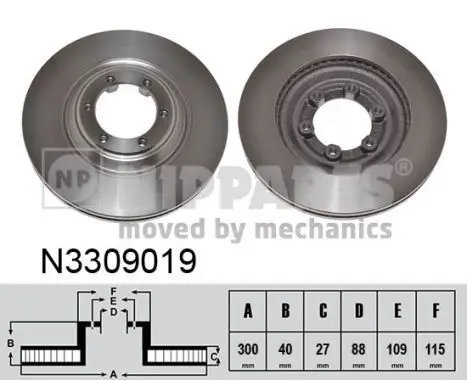 Jeu de 2 Disques de frein NIPPARTS N3309019