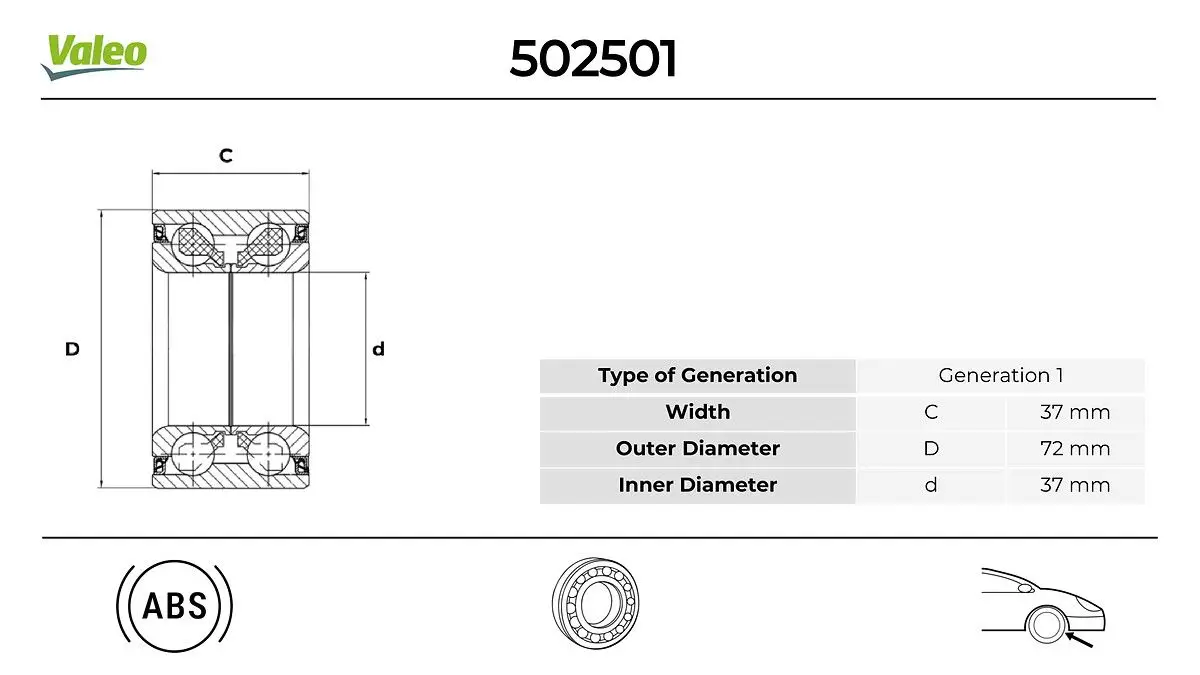 Kit de roulements de roue VALEO 502501
