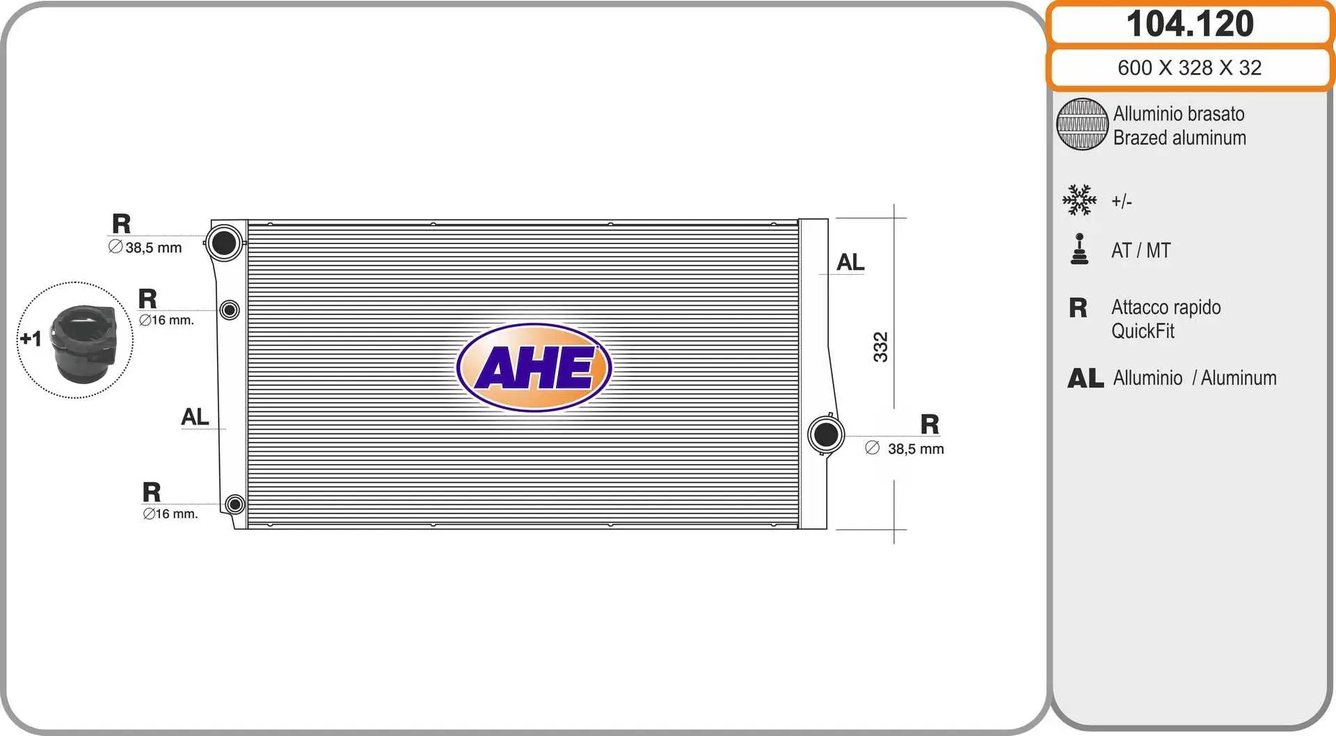Radiateur, refroidissement du moteur AHE 104.120