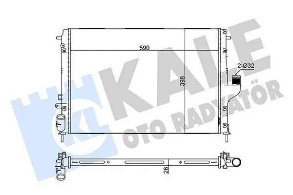 Radiateur, refroidissement du moteur KALE OTO RADYATÖR 346210