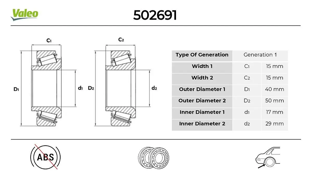 Kit de roulements de roue VALEO 502691