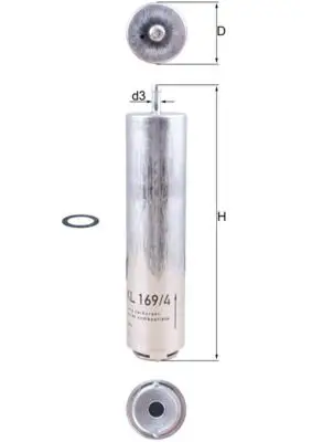 Filtre à carburant MAHLE ORIGINAL KL 169/4D