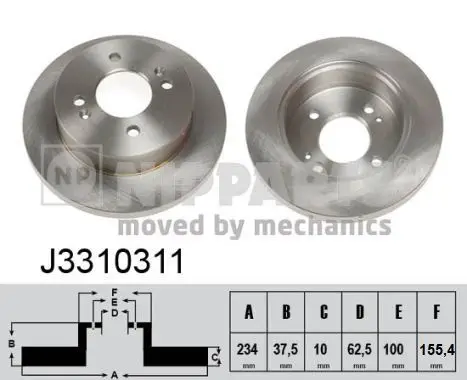 Jeu de 2 Disques de frein NIPPARTS J3310311