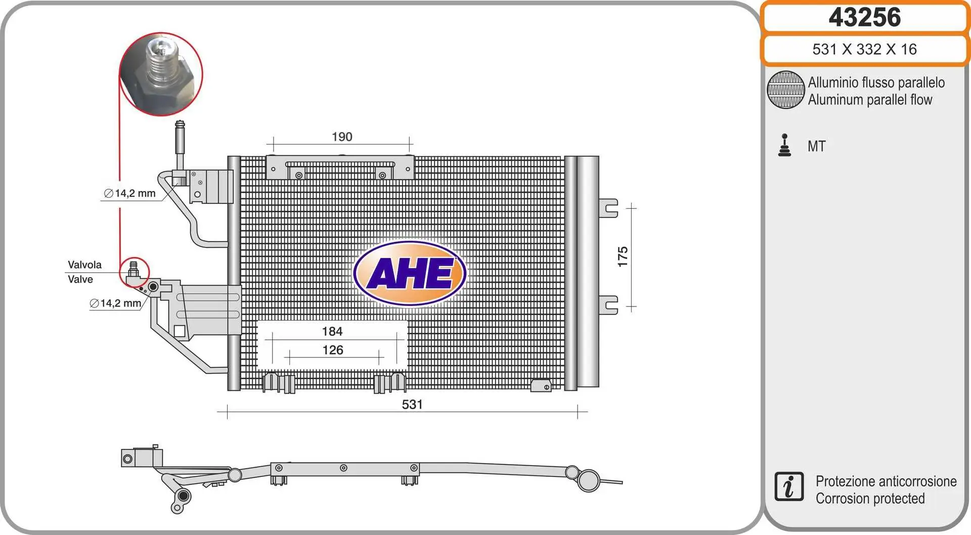 Radiateur climatisation AHE 43256