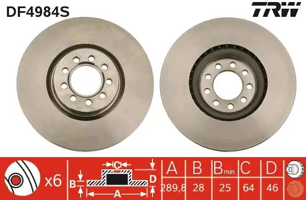 Jeu de 2 Disques de frein TRW DF4984S