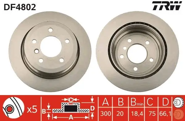 Jeu de 2 Disques de frein TRW DF4802